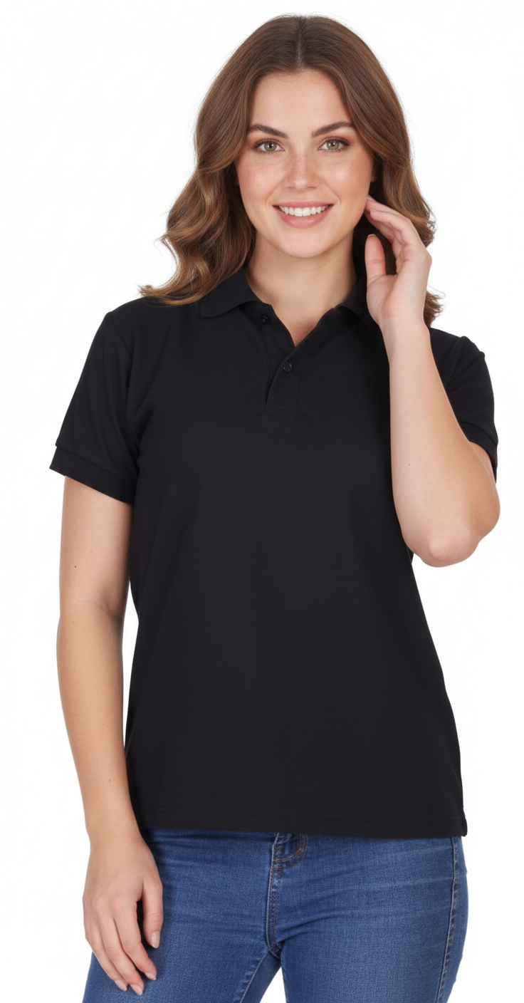 Ketex Black Cotton Blend Polo Neck Tshirt