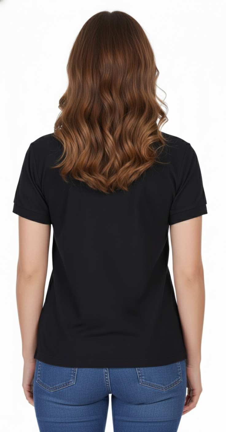 Ketex Black Cotton Blend Polo Neck Tshirt
