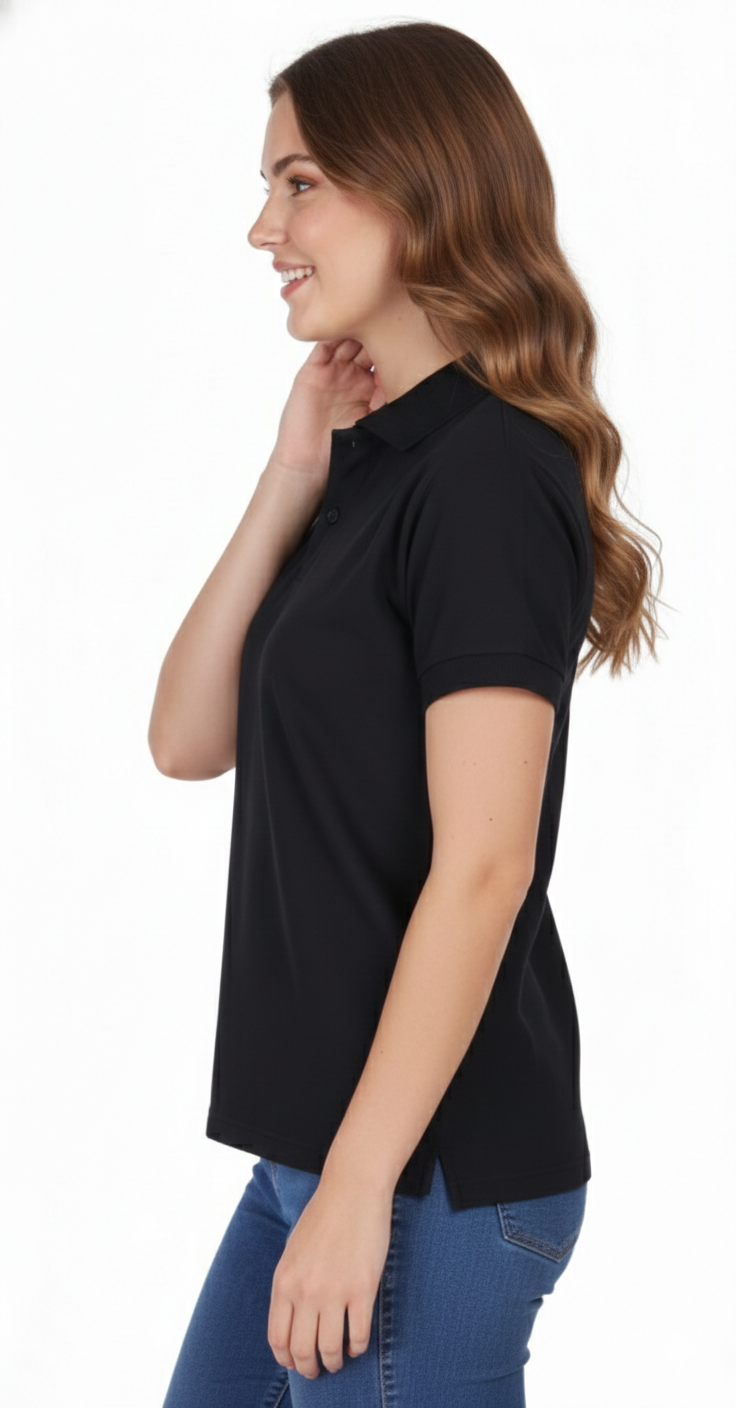 Ketex Black Cotton Blend Polo Neck Tshirt